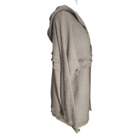 J. Jill Boho Hooded Cardigan Womens 1X Moss Green Fringe Lagenlook Textured - Picture 4 of 8